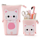 Cute cat retractable pencil case/zipper canvas box+PU cartoon pencil case stationery box for children, girls, boys, school supplies In Australia - Darrahopens
