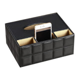 PU Leather Multifunction Rectangular Tissue Box Cover and Remote Control Caddy,Suitable for Storing Pen and Stationery