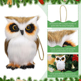 4pcs，Furry Christmas hanging owl decoration with feathers, small artificial owl, mini cute owl, Christmas hanging owl decoration