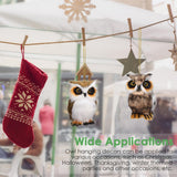 4pcs，Furry Christmas hanging owl decoration with feathers, small artificial owl, mini cute owl, Christmas hanging owl decoration
