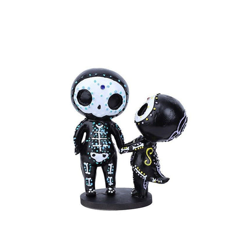 Sugar Skull Couple Figurine Statue Couples Cute Skeleton Mexican Halloween Day of The Dead Figurines Valentine's Day Decor