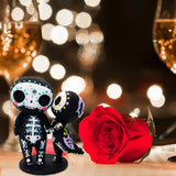 Sugar Skull Couple Figurine Statue Couples Cute Skeleton Mexican Halloween Day of The Dead Figurines Valentine's Day Decor