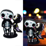 Sugar Skull Couple Figurine Statue Couples Cute Skeleton Mexican Halloween Day of The Dead Figurines Valentine's Day Decor