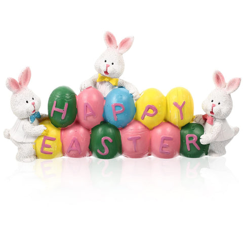 Hand drawn Easter egg bunny centerpiece, decorated with Easter resin statues on the desktop, suitable for home living rooms, bedrooms