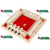 Wooden Shut The Box Game, 10-Number Dice Game for 2-4 Players, for Parties and Friends Gatherings, Classic Tabletop Board Game