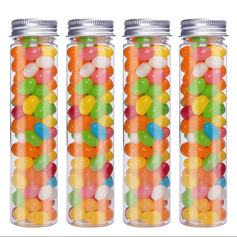 7pcs Plastic transparent flat bottomed test tube container with lid, used for storing bead party candy bath salts In Australia - Darrahopens