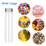 7pcs Plastic transparent flat bottomed test tube container with lid, used for storing bead party candy bath salts