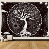 Tree of Life Tapestry,Black and White Galaxy Space Tapestries Aesthetic Psychedelic Wall Hanging decor for Living Room Bedroom