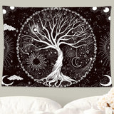 Tree of Life Tapestry,Black and White Galaxy Space Tapestries Aesthetic Psychedelic Wall Hanging decor for Living Room Bedroom