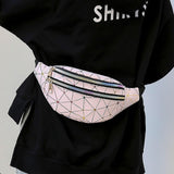 Women's crossbody bag, men's diamond checkered pattern waist belt bag, holographic sling bag, waterproof waist bag In Australia - Darrahopens