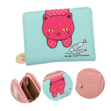 Girls,Faux Leather Wallet Cute Cat Wallet Cat Pattern Purse Coin Holder Card Organizer,Bifold,Spacious(Green) In Australia - Darrahopens