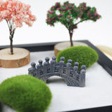 Desktop mini garden with white sand artificial bonsai, tree stones, rake and accessories - Office decoration sand garden kit
