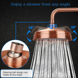 Copper Shower Heads Antique Red - Round 8 Inch Rainfall Garden High Pressure with Adjustable Rain Shower Heads