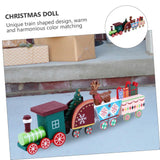 Wooden Christmas Train Statue Ornament Christmas Decoration for Home Santa Claus Gift Figurines Crafts Table Decor