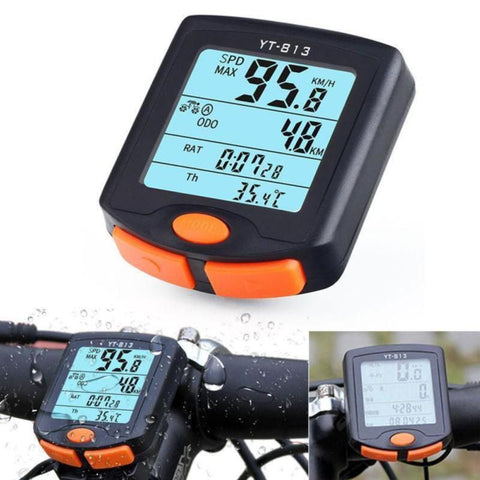 Bicycle Speedometer Cycling Odometer Speeding Alert Stopwatch Multi Function Waterproof 4 Line Display with Backlight