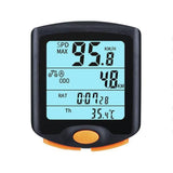Bicycle Speedometer Cycling Odometer Speeding Alert Stopwatch Multi Function Waterproof 4 Line Display with Backlight