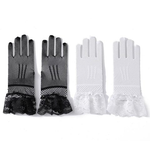 2 pairs Lace Gloves, Long Satin Gloves Tea Party Gloves for Women Short Silk Gloves Mesh Gloves Halloween Wedding In Australia - Darrahopens