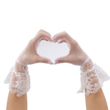 2 pairs Lace Gloves, Long Satin Gloves Tea Party Gloves for Women Short Silk Gloves Mesh Gloves Halloween Wedding