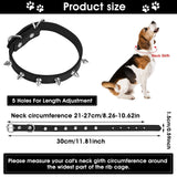 Spiked Cat Dog Collar, 4 Pieces PU Leather Soft Dog Collar Adjustable Rivet Puppy Collar Studded Cat Collar with Spikes
