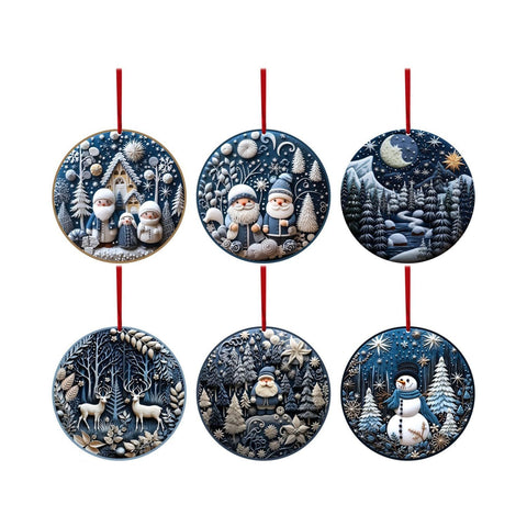 6Pcs Christmas Tree Hanging,Ornament Snowman Elk Christmas,Tree Decoration for Xmas Home DécorChristmas Hanging Ornament