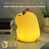 Cute Lamps, Capybara Stuff, Capybara Night Light for Kids, Animal Silicone Night Lamp USB Rechargeable