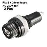 2pcs AC 10A 250V 5mm x 20mm Black Electrical Panel Mounted Screw Cap Fuse Holder Panel Mount Fuse Holder In Australia - Darrahopens