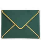 50 PCS Invitation Envelopes , Green Envelopes 5 x 7 Inch V-Flap Mailing Card Envelopes Quick Seal Envelopes with Gold Border