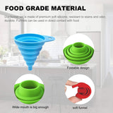 3 Pcs Silicone Collapsible Funnel, Funnels for Kitchen Use Filling Bottles, Food Grade Foldable Kitchen Funnels