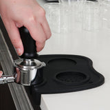Espresso Tamper Mat,Silicone Gel Coffee Tamper Mat Black Anti-Slip,for Barista Tool Home Kitchen Office Shop,Waterproof