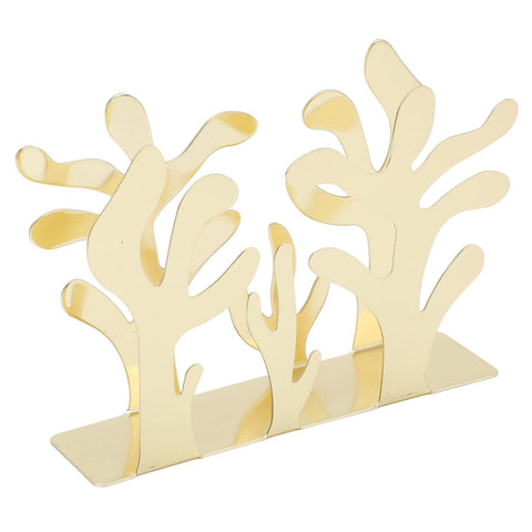 Napkin Holder, Seaweed Shape Paper Towel Holder Tabletop Ornament Napkin Dispenser for Coffee House Restaurant Decorative(gold)