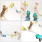 2 Sets Cat Plaything Teasing Foot of Pet Strap Tied Exerciser Buckle Wire Rod Interactive Interesting with Spring Entertainment