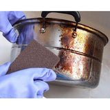 Scrubber 2Pcs Carborundum Sponge, Non- Scratch Emery Sponge Brush Kitchen Scrubber Pot Cleaner for Home Restaurant Hotel (Brown)