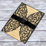2Pcs Party Invitations, Halloween Cards Laser Cut Invitation Cards Black Hollow Invitations Kits Halloween Design Cards