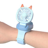 2 pcs Upgrade version USB Rechargeable Fan With Comfortable Wrist Strap Portable Mini Fan Watch Built in colorful LED