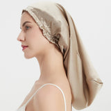 Mulberry Silk Sleep Cap, Silk Long Night Cap, Elastic, Breathable, Care for Women's Hair ( Apricot Color) In Australia - Darrahopens