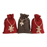 24Pcs Christmas Drawstring Gift Bags with Number Wooden Signs, Linen Present Bags for Christmas Birthday Party Countdown Favors