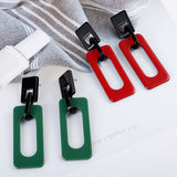 2 pairs Fashion Retro Simple Acrylic Splicing Rectangle Hollow Earrings for Women Exaggerated Statement Dangle Drop Earrings