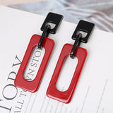 2 pairs Fashion Retro Simple Acrylic Splicing Rectangle Hollow Earrings for Women Exaggerated Statement Dangle Drop Earrings