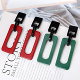 2 pairs Fashion Retro Simple Acrylic Splicing Rectangle Hollow Earrings for Women Exaggerated Statement Dangle Drop Earrings