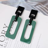 2 pairs Fashion Retro Simple Acrylic Splicing Rectangle Hollow Earrings for Women Exaggerated Statement Dangle Drop Earrings