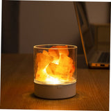 Global Natural Himalayan Salt Fire Warm Color Lamp w/Rough Salt Chunks Includes Dimmer Switch Light Bulb Cord Unique Gift Idea