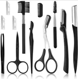 Eyebrow Razor, 12 pcs Eyebrow Trimmer, Eyebrow Grooming Set for Women and Men, Including Comb Tweezers, Scissors