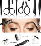 Eyebrow Razor, 12 pcs Eyebrow Trimmer, Eyebrow Grooming Set for Women and Men, Including Comb Tweezers, Scissors In Australia - Darrahopens