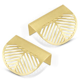 2pcs European Brushed Gold Cabinet Pulls, Hollow Leaf Shaped Cabinet Pulls Drawer Finger 1-1/4"(32mm) Hole Centers