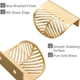 2pcs European Brushed Gold Cabinet Pulls, Hollow Leaf Shaped Cabinet Pulls Drawer Finger 1-1/4"(32mm) Hole Centers