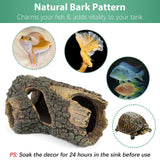 Aquarium Large Betta Log Resin Hollow Tree Trunk Decor Artificial Wood Fish House Cave Bark Ornament with Hideout Holes