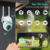 1080P Cameras Wireless, Pan-Tilt 360° View 2-Way Talk Outdoor Camera Wireless, 2.4GHz WiFi Cameras For Home Security