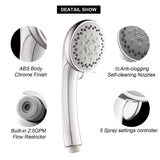3pcs Handheld Shower Head Kit - High Pressure, Removable Hand Held Showerhead With Hose & Mount And Adjustable Rainfall Spray