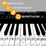Piano Keyboard Stickers Static-Electricity Piano Stickers Perfect for Kids Learning Piano, Transparent and Removable
