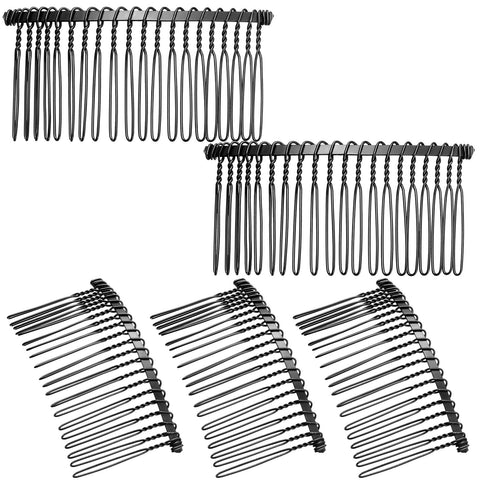 5 Pieces Hair Combs for Women Accessories Metal Bridal Hair Comb 20 Teeth Wedding Veil Comb Decorative for Women Fine Hair(Black) In Australia - Darrahopens